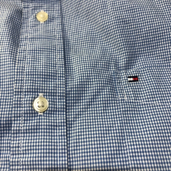 Tommy Hilfiger Short Sleeve Button Down Shirt light blue small check Men’s M - Picture 2 of 8